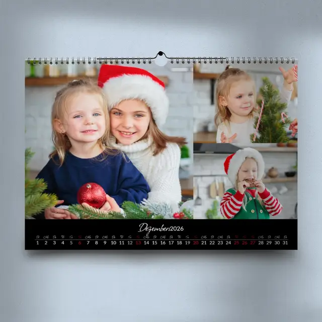 Seite im Monatskalender mit 3 Fotos