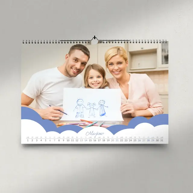 A4 Kalender Querformat Design Cloudy All