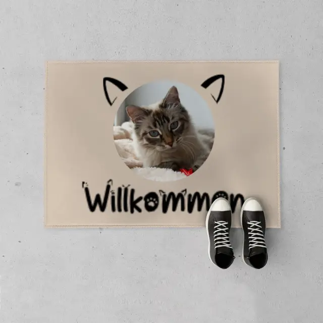 Fußmatte 70 x 50 cm Design Willkommen Katze