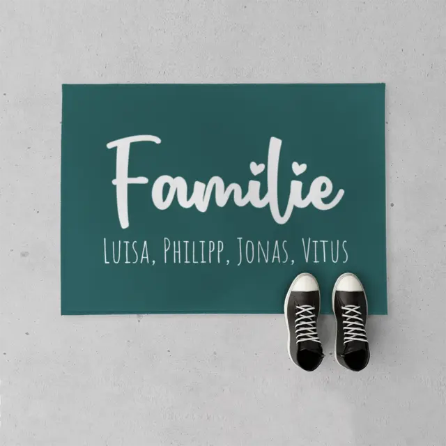 Fußmatte 70 x 50 cm Design Familie mit Namenspersonalisierung