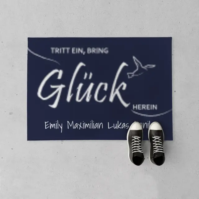Fußmatte 70 x 50 cm Design Tritt ein, bring Glück herein