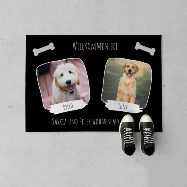 Fußmatte 70 x 50 cm Design Willkommen Dogs x 2