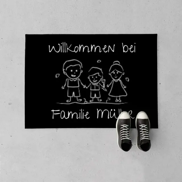 Fußmatte 70 x 50 cm Design Wilkommen Familie I