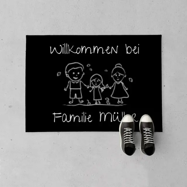 Fußmatte 70 x 50 cm Design Willkommen Familie II