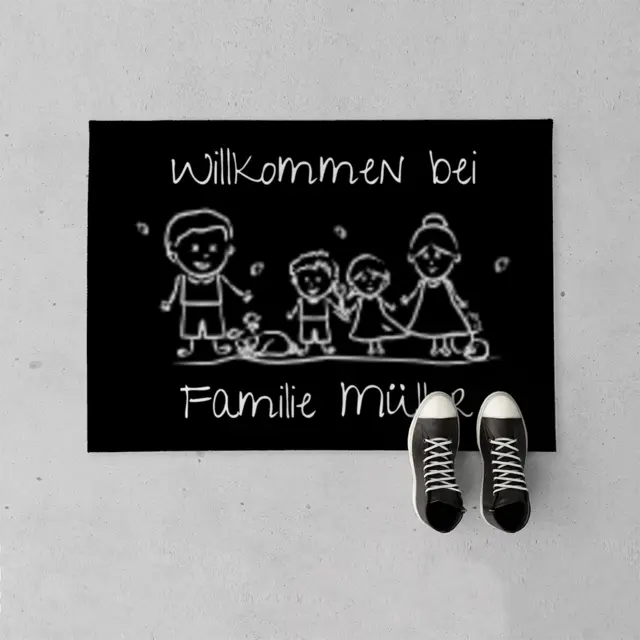 Fußmatte 70 x 50 cm Design Willkommen Familie III