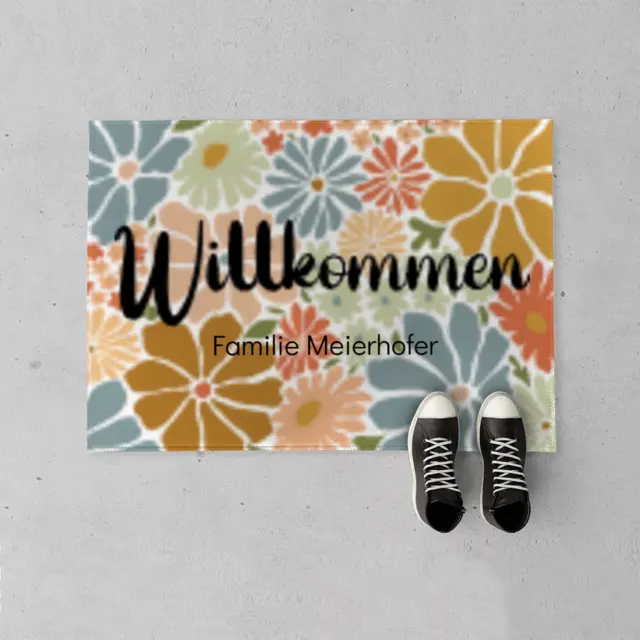 Fußmatte 70 x 50 cm Design Blütenteppich