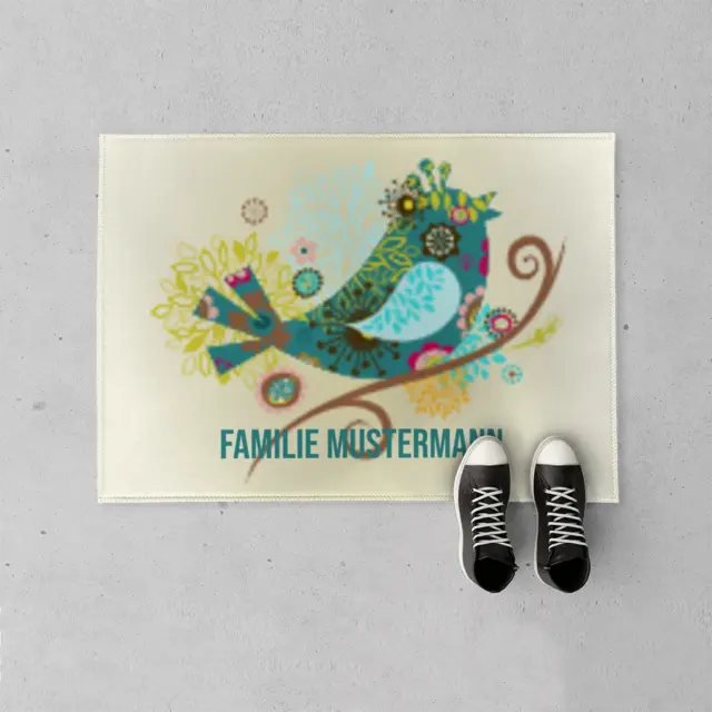 Fußmatte 70 x 50 cm Design Flowerbird