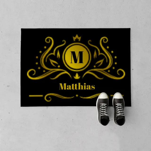 Fußmatte 70 x 50 cm Design Krönchen ornamental mit Initial