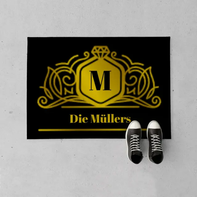 Fußmatte 70 x 50 cm Design Luxury ornamental mit Initial