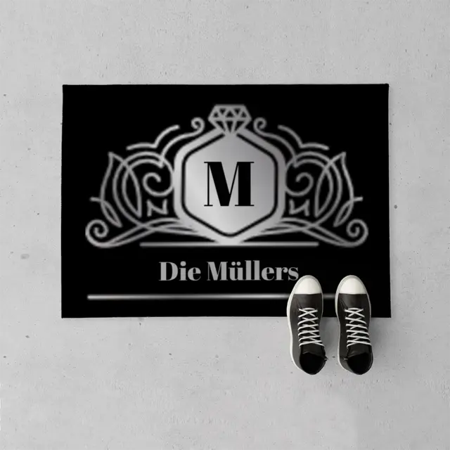 Fußmatte 70 x 50 cm Design Luxury ornamental mit Initial