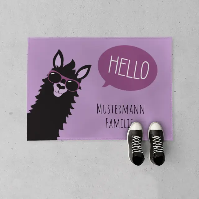 Fußmatte 70 x 50 cm Design Hello Lama