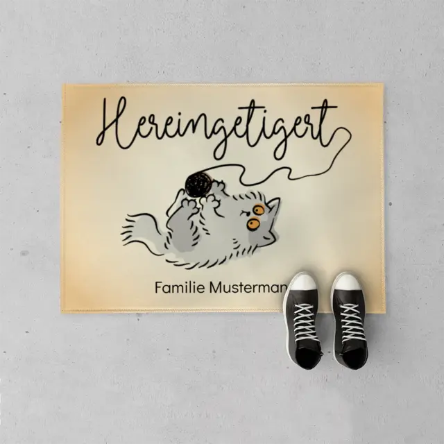 Fußmatte 70 x 50 cm Design Hereingetigert