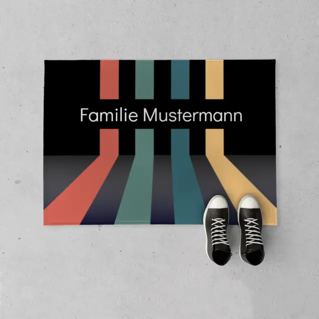 Fußmatte 70 x 50 cm Design Retro Stripes