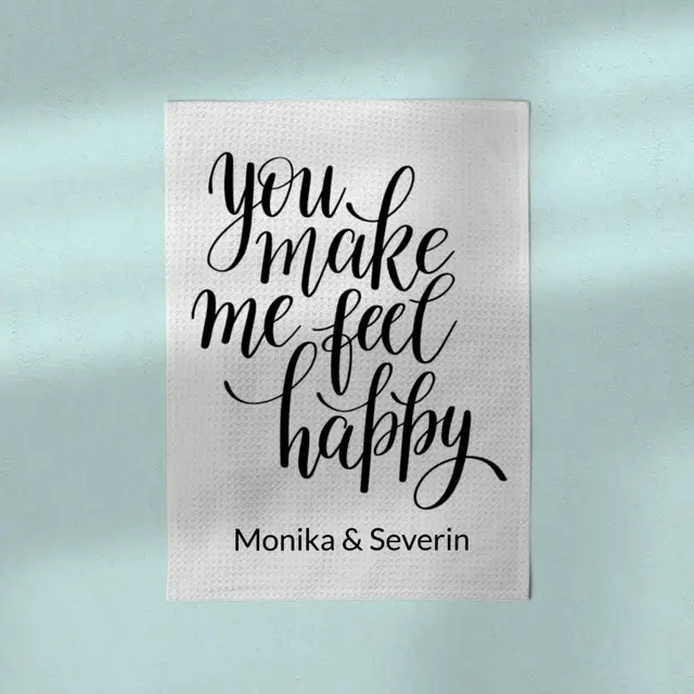 Geschirrtuch 50 x 70 cm Design Happy Typo
