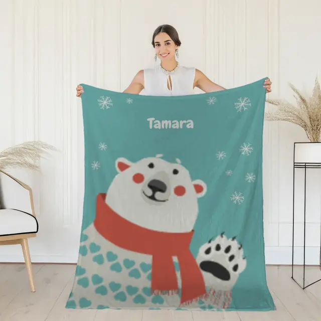 Kuscheldecke 140 x 200 cm Design Hallo Eisbär