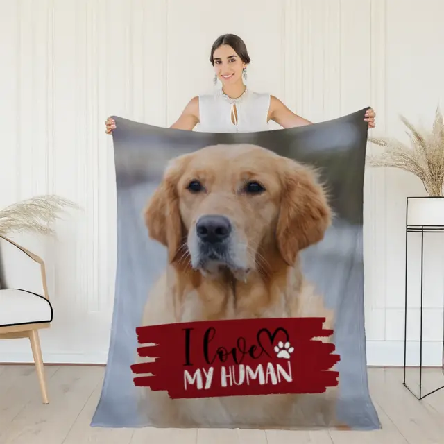 Kuscheldecke 140 x 200 cm Design I love my human