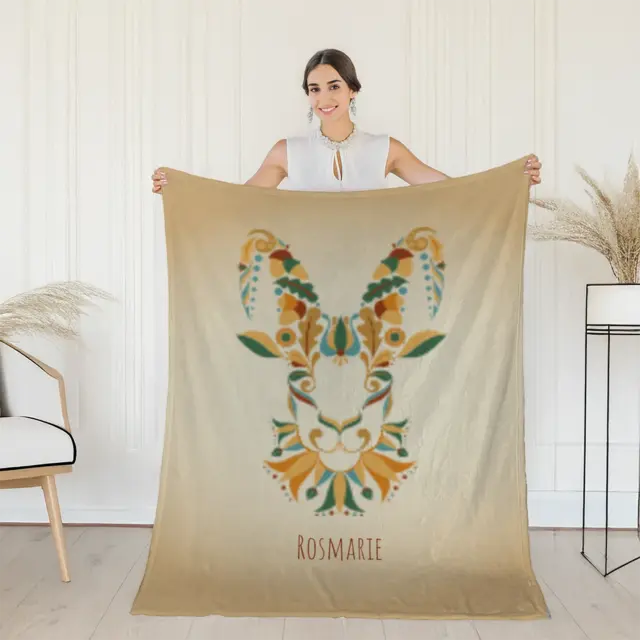 Kuscheldecke 75 x 100 cm Design Sternzeichen Steinbock floral mit Namen