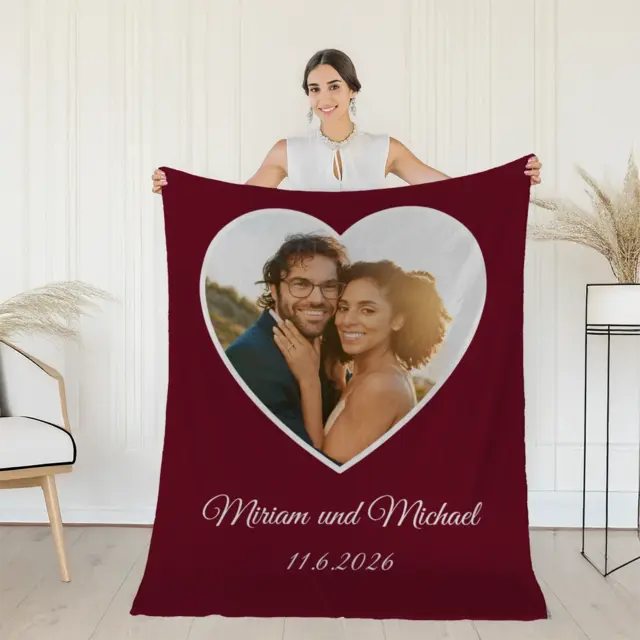 Kuscheldecke 140 x 200 cm Design Foto-Herz