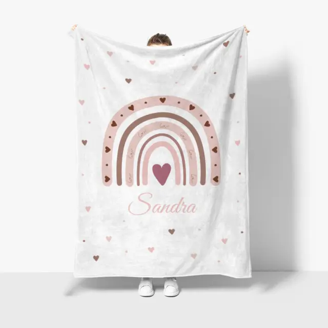 Kuscheldecke 140 x 200 cm Design Regenbogen Herzen