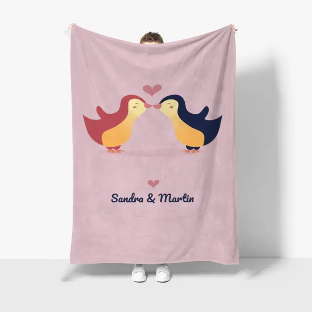 Kuscheldecke 140 x 200 cm Design Pinguine verliebt