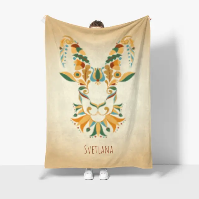 Kuscheldecke 140 x 200 cm Design Sternzeichen Steinbock floral mit Namen