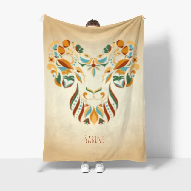 Kuscheldecke 140 x 200 cm Design Sternzeichen Fische floral mit Namen