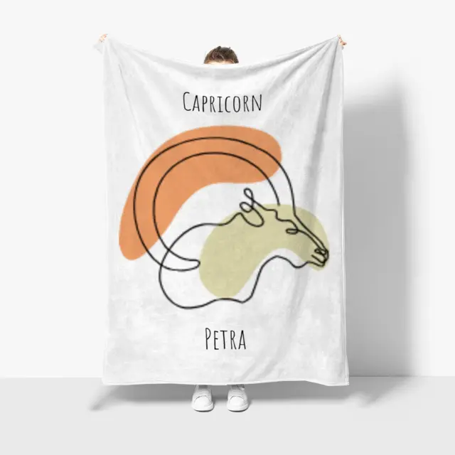 Kuscheldecke 140 x 200 cm Design Steinbock Lineart mit Namen