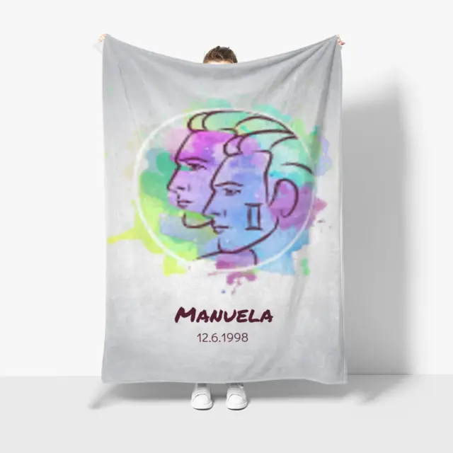 Kuscheldecke 140 x 200 cm Design Zwillinge Splashes mit Namen