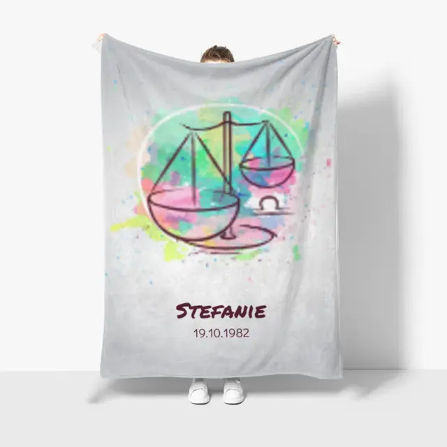 Kuscheldecke 140 x 200 cm Design Waage Splashes mit Namen