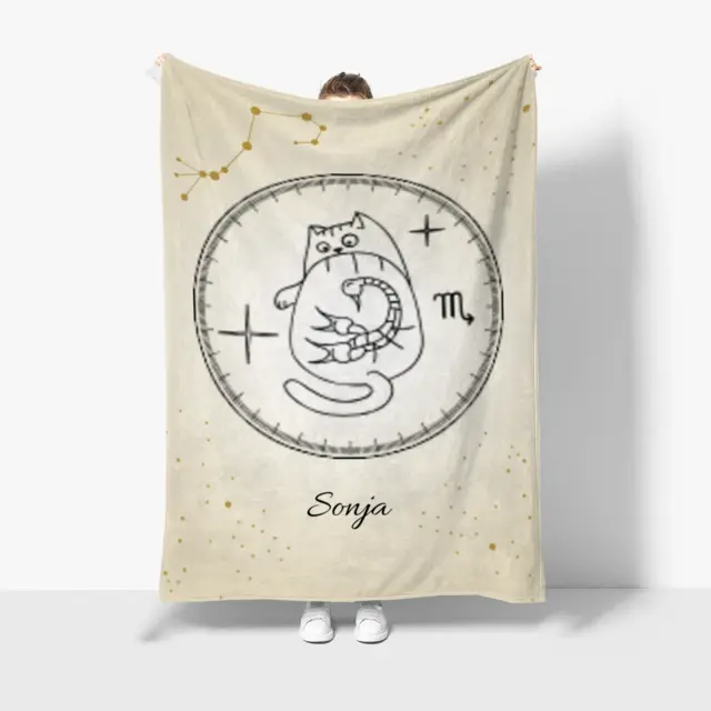 Kuscheldecke 140 x 200 cm Design Sternzeichen Zodiac Cat Skorpion