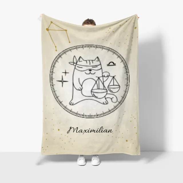 Kuscheldecke 140 x 200 cm Design Sternzeichen Zodiac Cat Waage