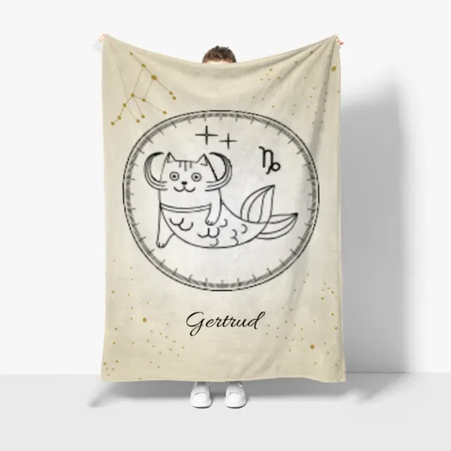 Kuscheldecke 140 x 200 cm Design Sternzeichen Zodiac Cat Steinbock