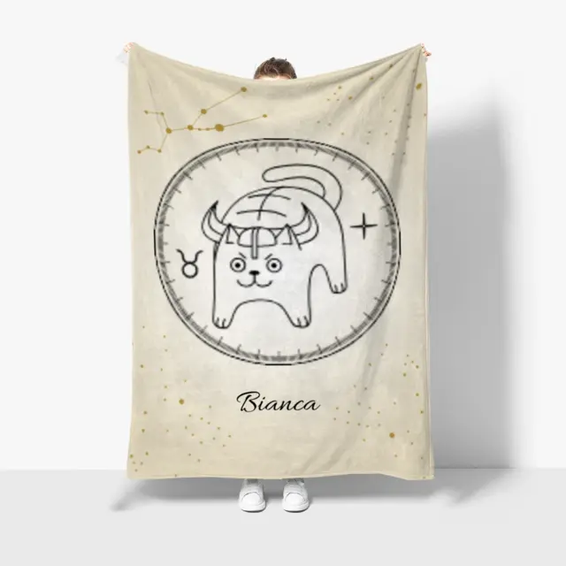 Kuscheldecke 140 x 200 cm Design Sternzeichen Zodiac Cat Stier
