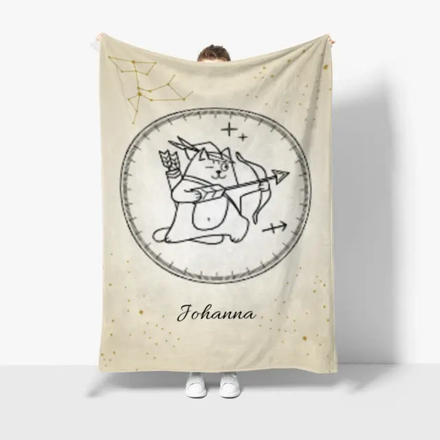 Kuscheldecke 140 x 200 cm Design Sternzeichen Zodiac Cat Schütze
