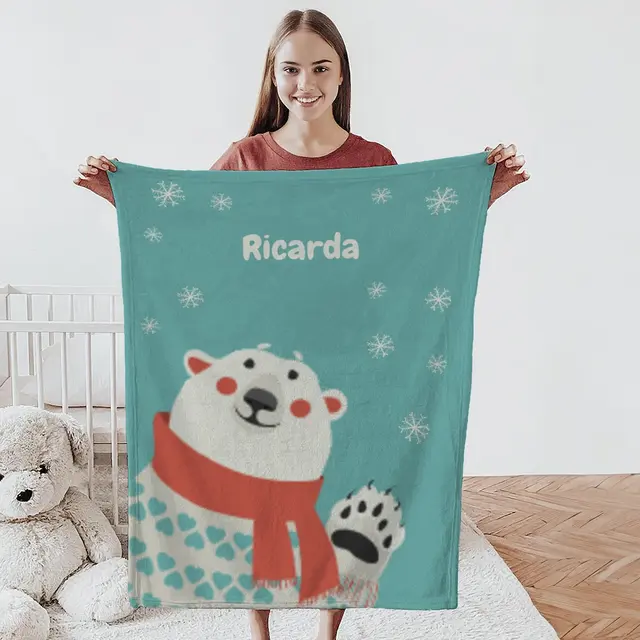 Kuscheldecke 140 x 200 cm Design Hallo Eisbär