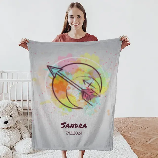 Kuscheldecke 75 x 100 cm Design Sternzeichen Schütze Splashes mit Namen