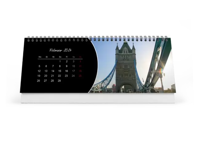 Erstellen Sie den Tischkalender mit Designvorlagen oder im freien Layout.