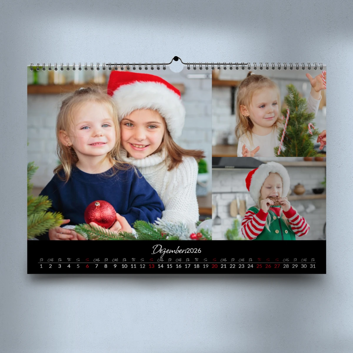 Seite im Monatskalender mit 3 Fotos