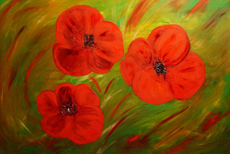 Sofakissen Mohnblüten gemalt