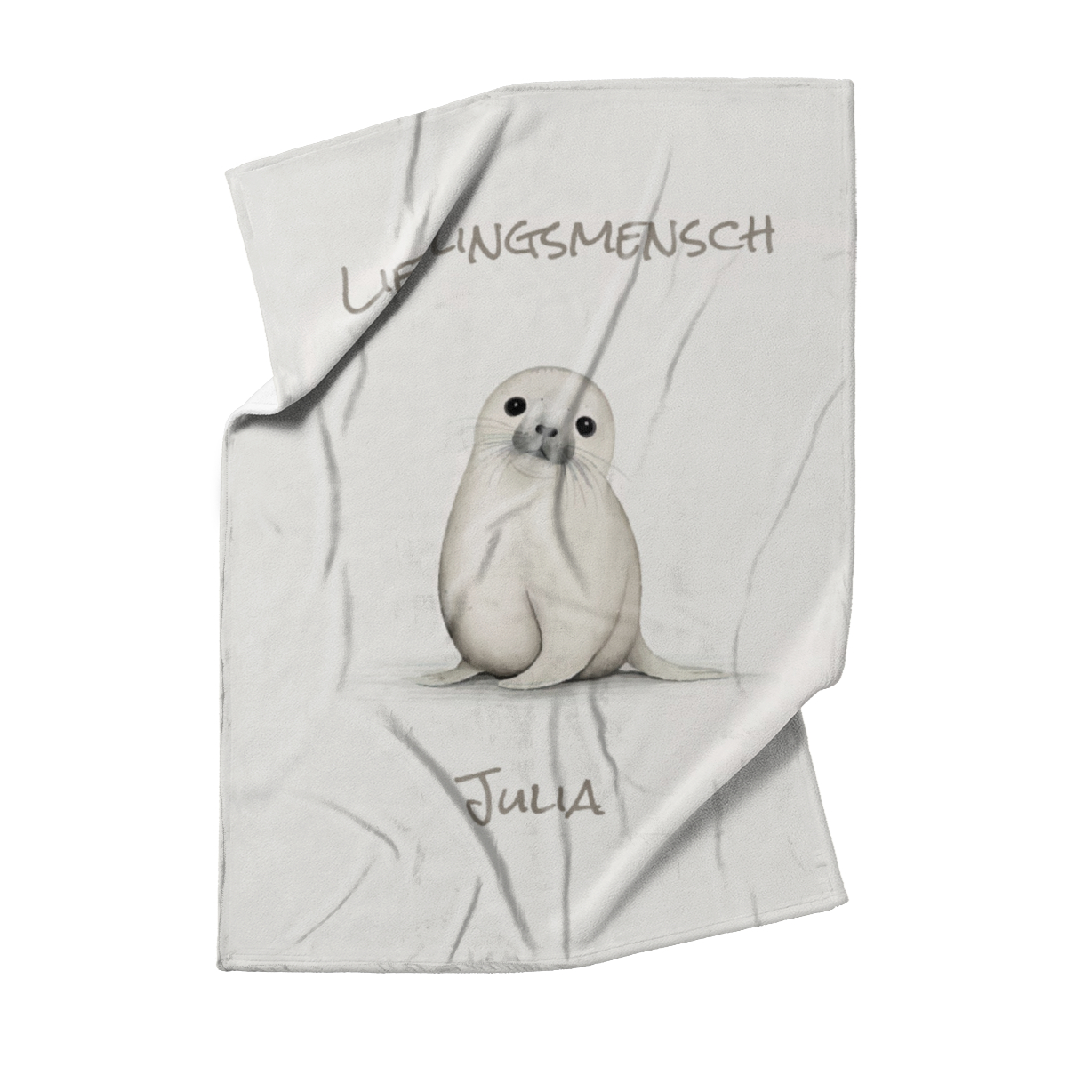 Kuscheldecke Kleine Robbe beige 140 x 200 cm