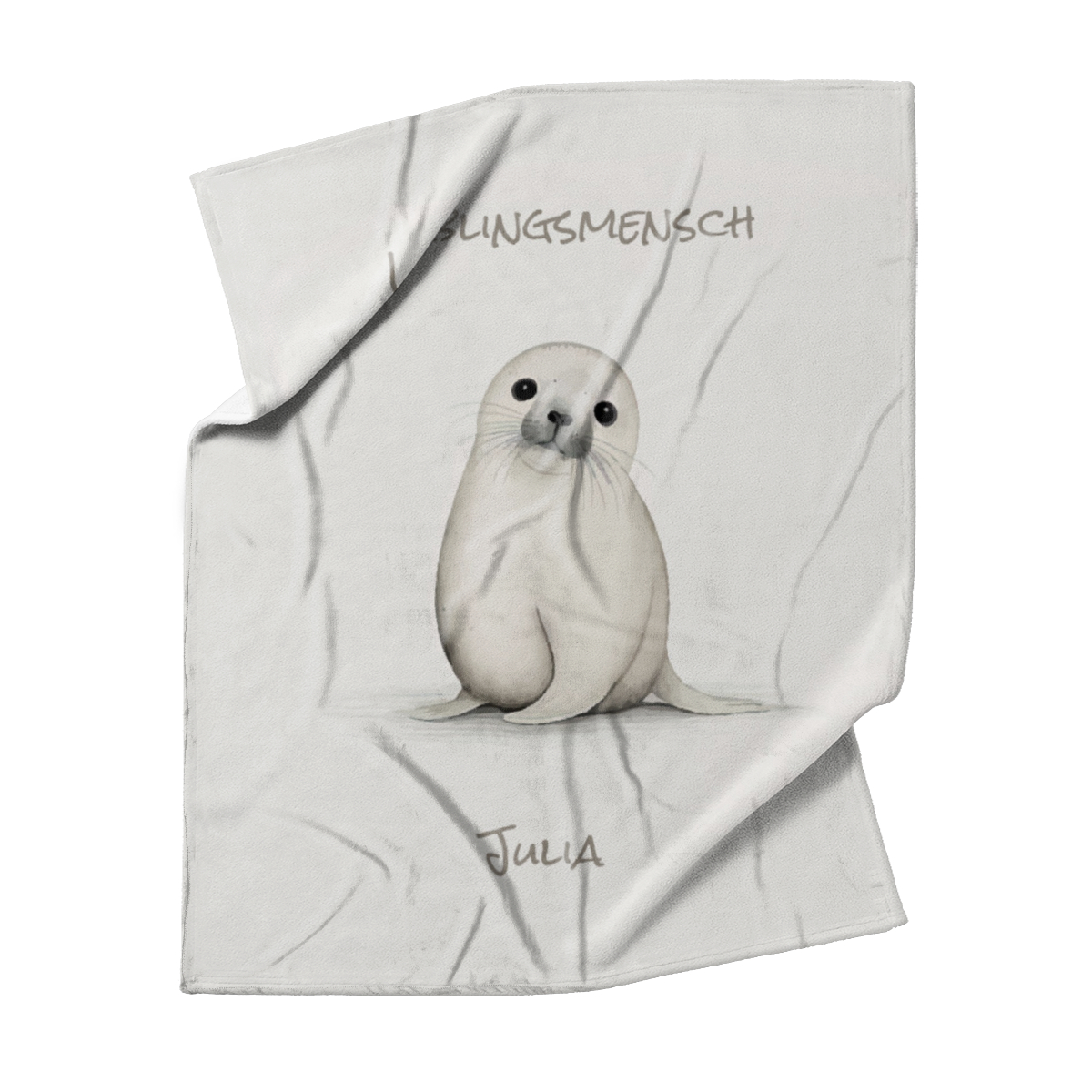 Kuscheldecke Kleine Robbe beige 125 x 155 cm