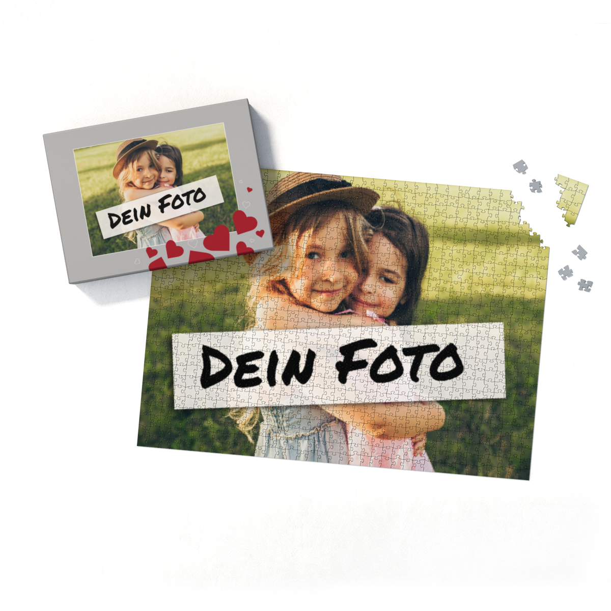 Fotopuzzle mit eigenem Bild - Fotopuzzle selbst gestalten 1000 Teile - Schachtel Herzen - 1000 Teile Puzzle mit Foto - Geschenk Geburtstag Valentinstag Herzen 1000 Teile Quer