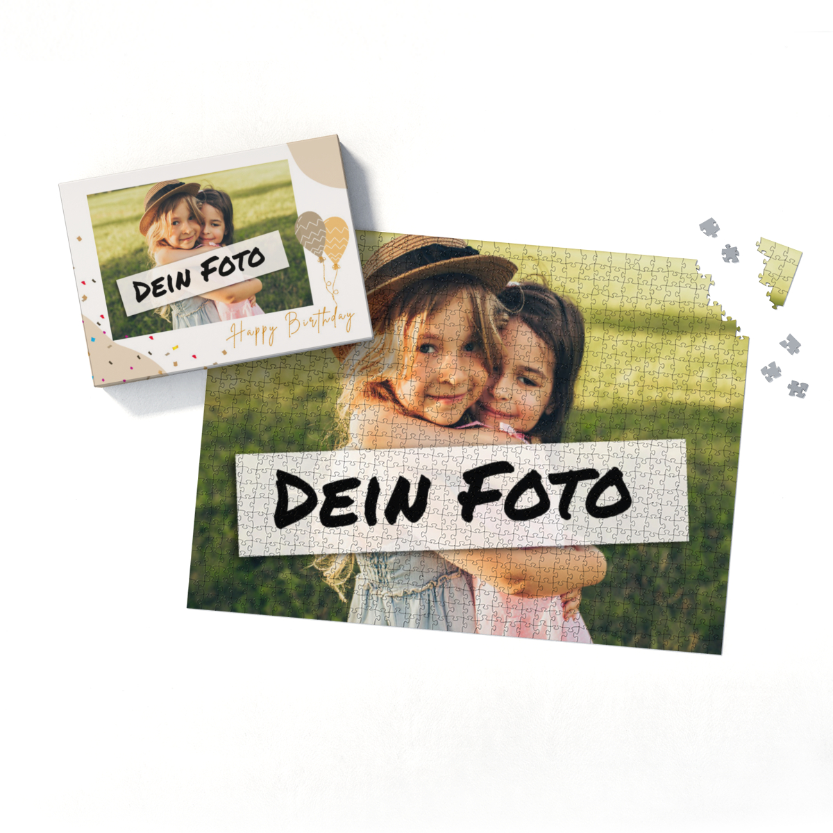 Fotopuzzle mit eigenem Bild - Fotopuzzle selbst gestalten 2000 Teile - Schachtel Happy Birthday - 2000 Teile Puzzle mit Foto - Geschenk Geburtstag Geburtstag 2000 Teile Quer
