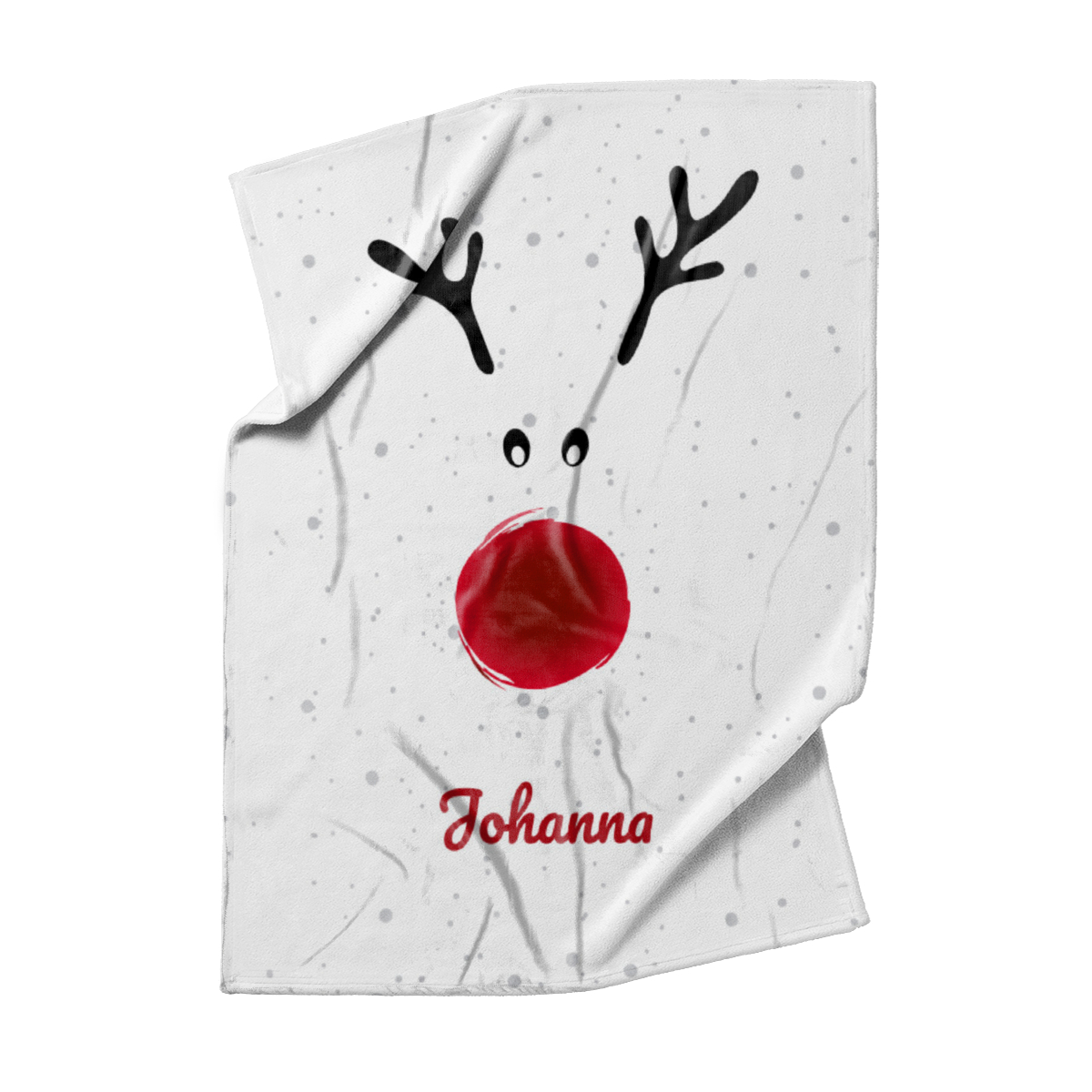 Personalisierte Babydecke Rentiernase - Babydecke mit Namen und Rentiermotiv - Babydecke mit Namen personalisierbar - Geschenkidee Weihnachten Baby Rentiernase 75 x 100 cm