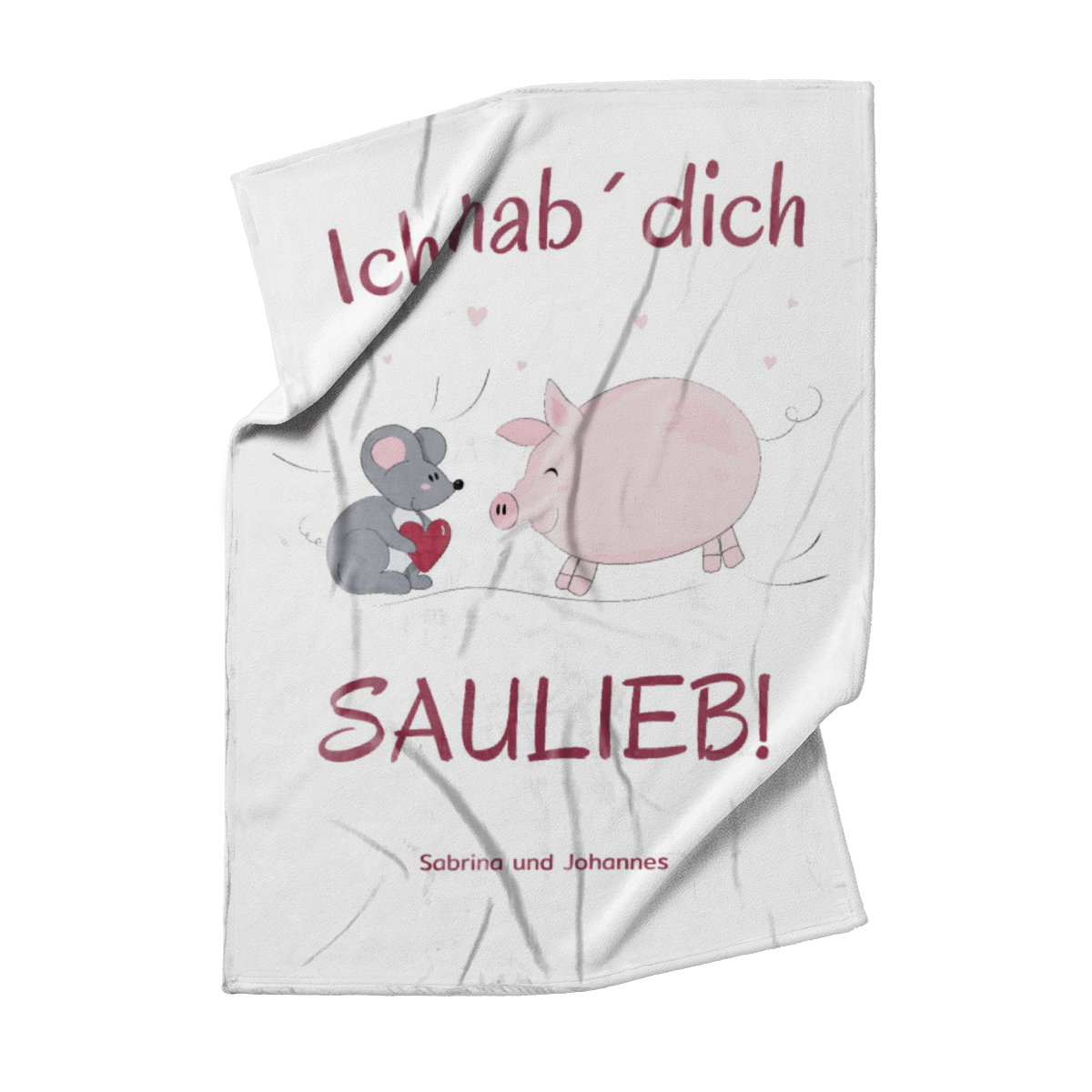 Kuscheldecke Hab Dich saulieb - mit Namen personalisierbar - Geschenkidee für Verliebte Hab dich saulieb 140 x 200 cm
