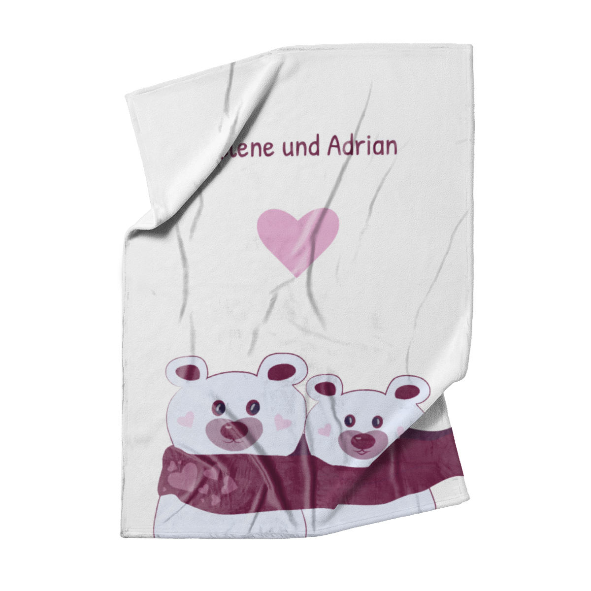 Kuscheldecke Bären mit Schal - mit Namen personalisierbar - Geschenkidee für Verliebte Bären Schal 140 x 200 cm