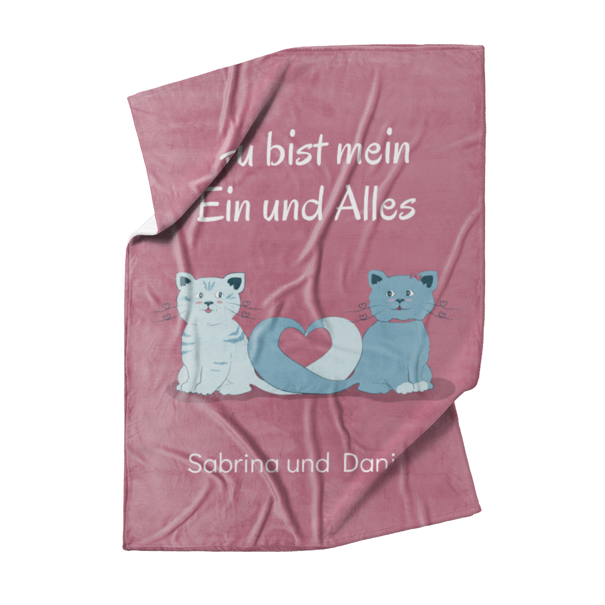 Kuscheldecke Verliebte Katzen - mit Namen personalisierbar - Geschenkidee für Verliebte Verliebte Katzen 140 x 200 cm