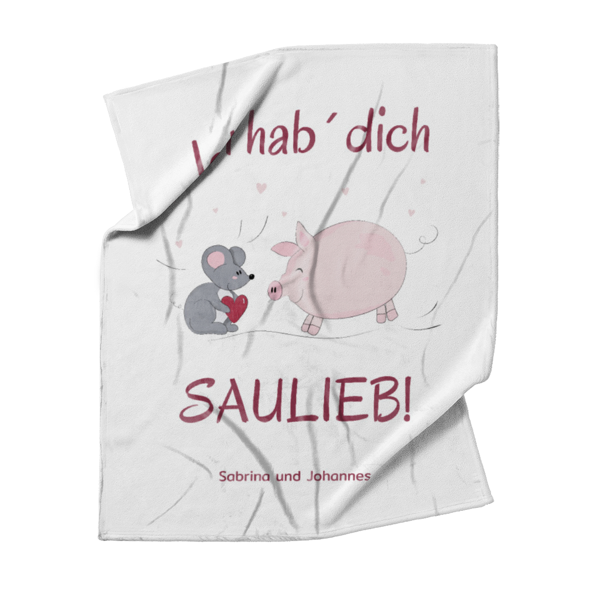 Kuscheldecke Hab Dich saulieb - mit Namen personalisierbar - Geschenkidee für Verliebte Hab dich saulieb 125 x 155 cm