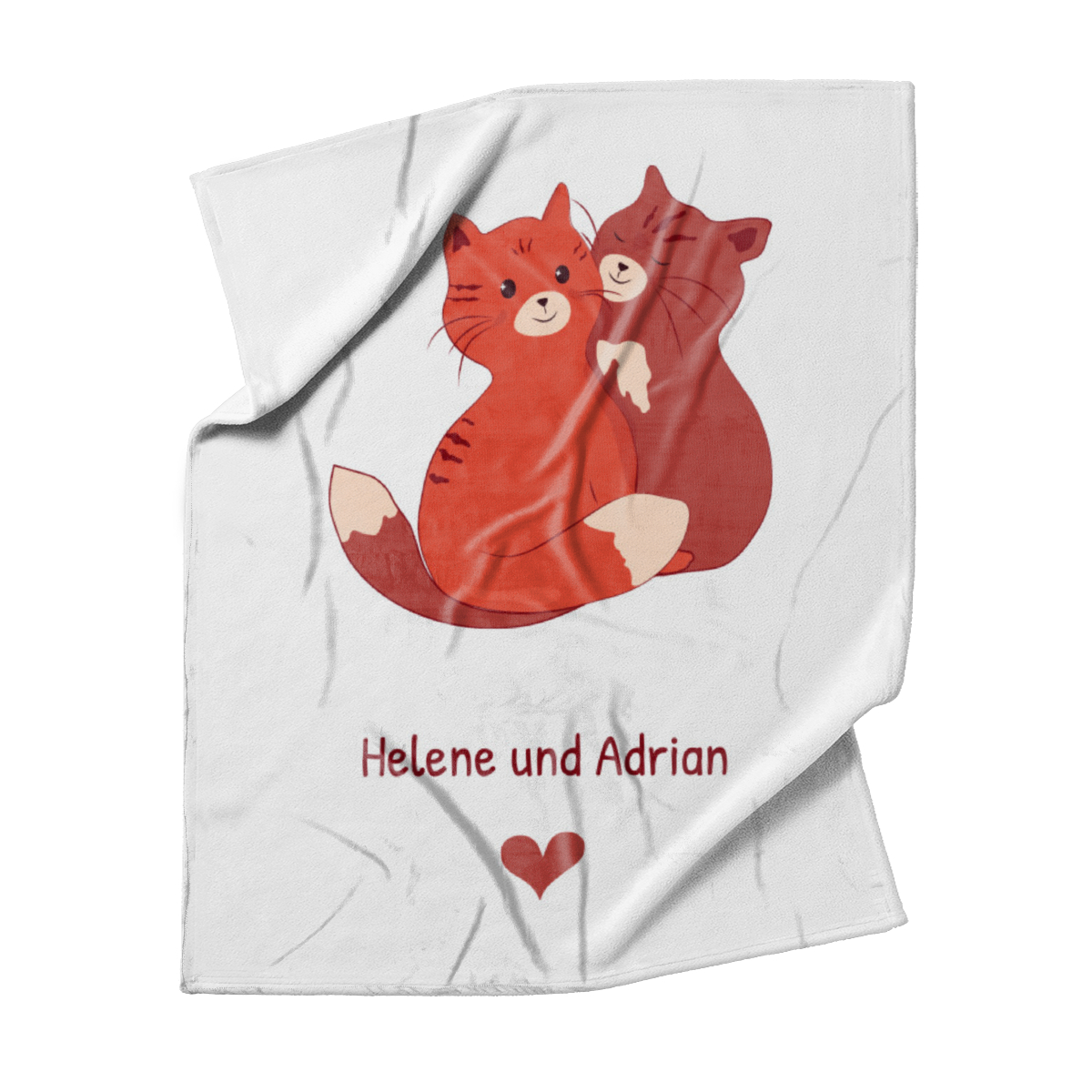 Kuscheldecke Kuschelnde Katzen - mit Namen personalisierbar - Geschenkidee für Verliebte Kuschelkatzen 125 x 155 cm