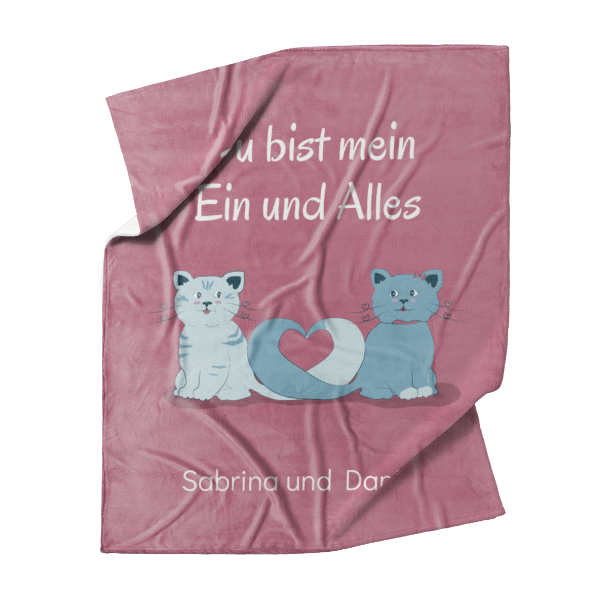 Kuscheldecke Verliebte Katzen - mit Namen personalisierbar - Geschenkidee für Verliebte Verliebte Katzen 125 x 155 cm